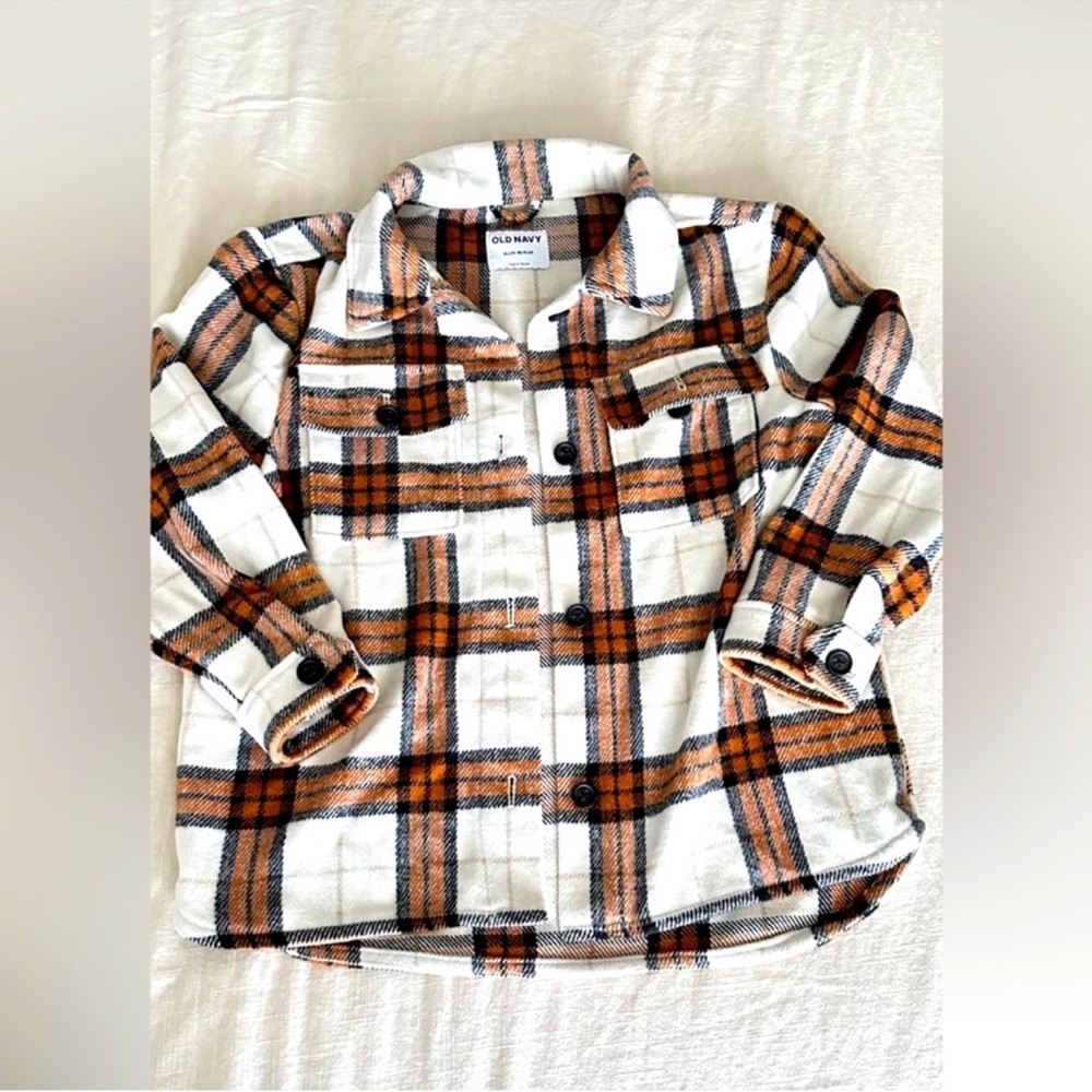 Plaid Shacket Jacket Coat Cognac Brown Orange White